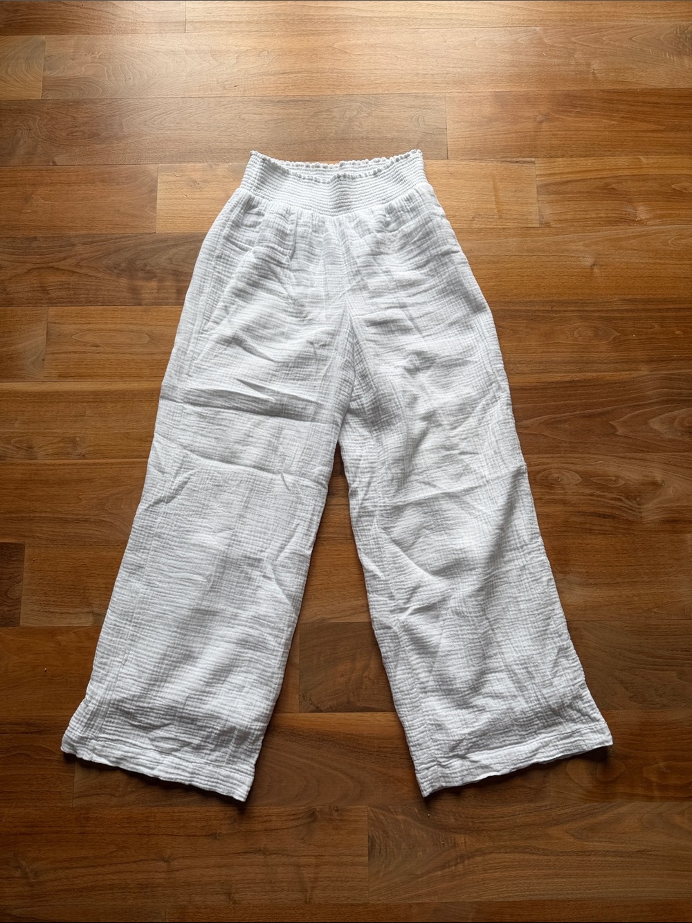 White Wide Leg Gauze Pants